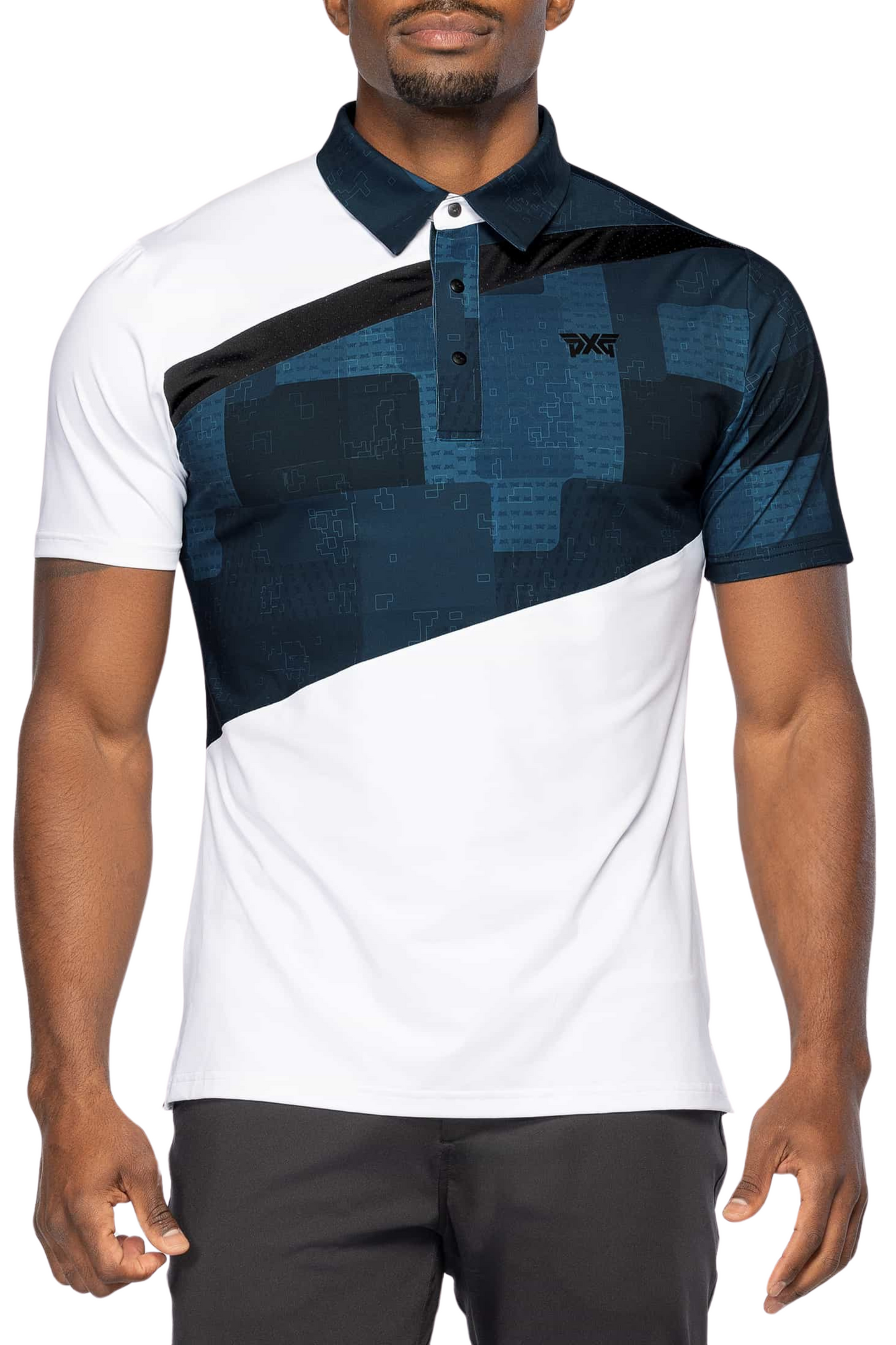 PXG Men's AF Grid Digital Camo White Polo