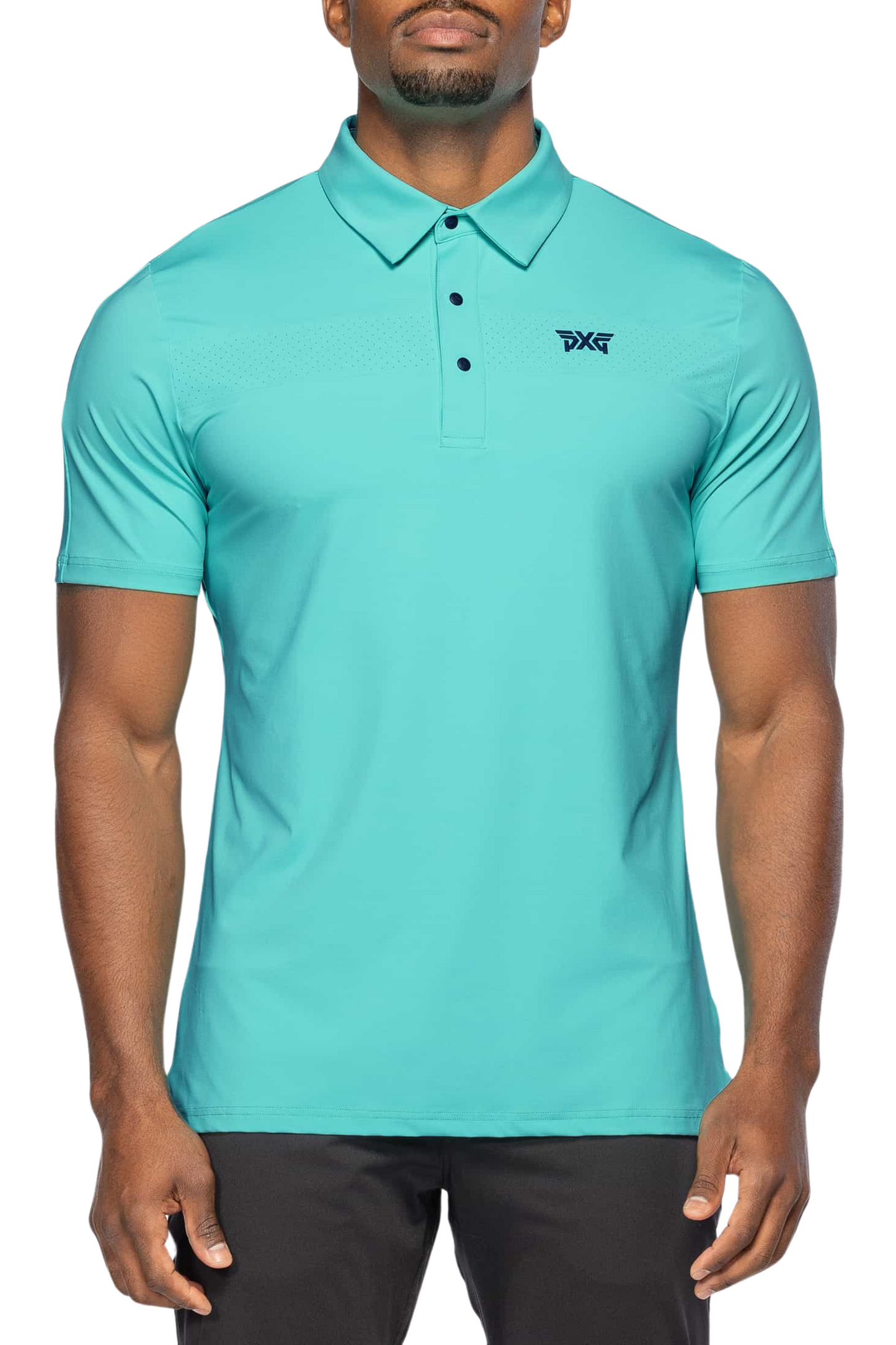 PXG Men's AF Perforated Panel Dark Azure Polo