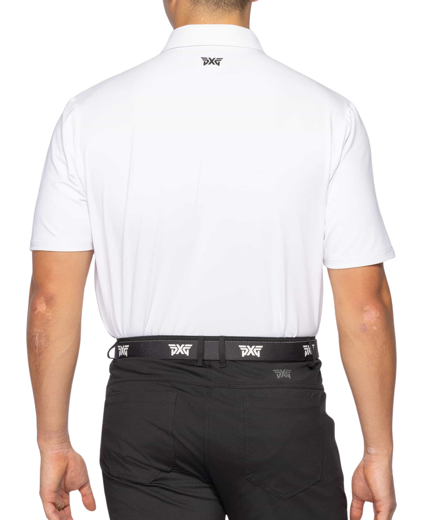 PXG Men's AF Retro Stripe Perforated White Polo