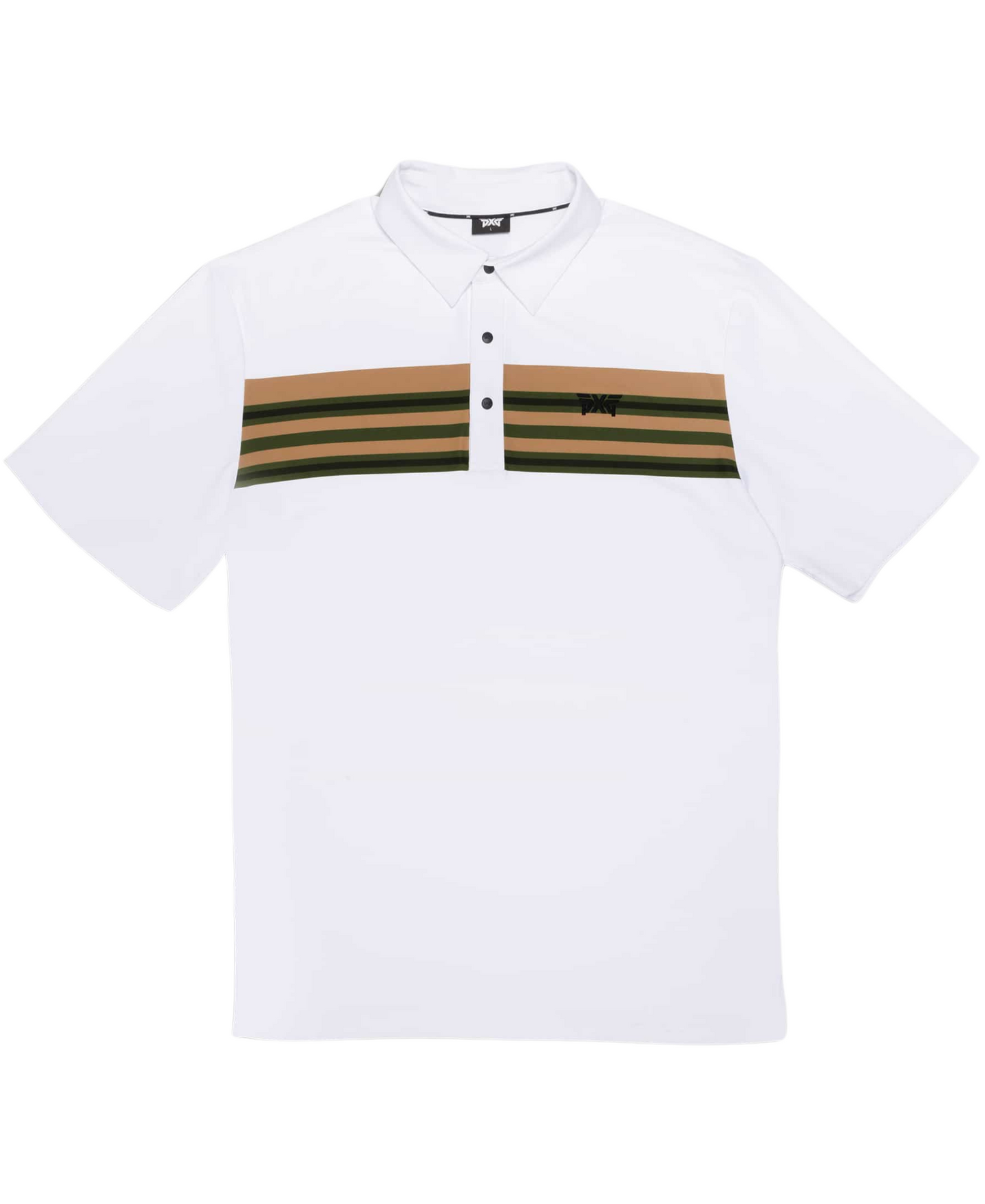 PXG Men's AF Retro Stripe Perforated White Polo