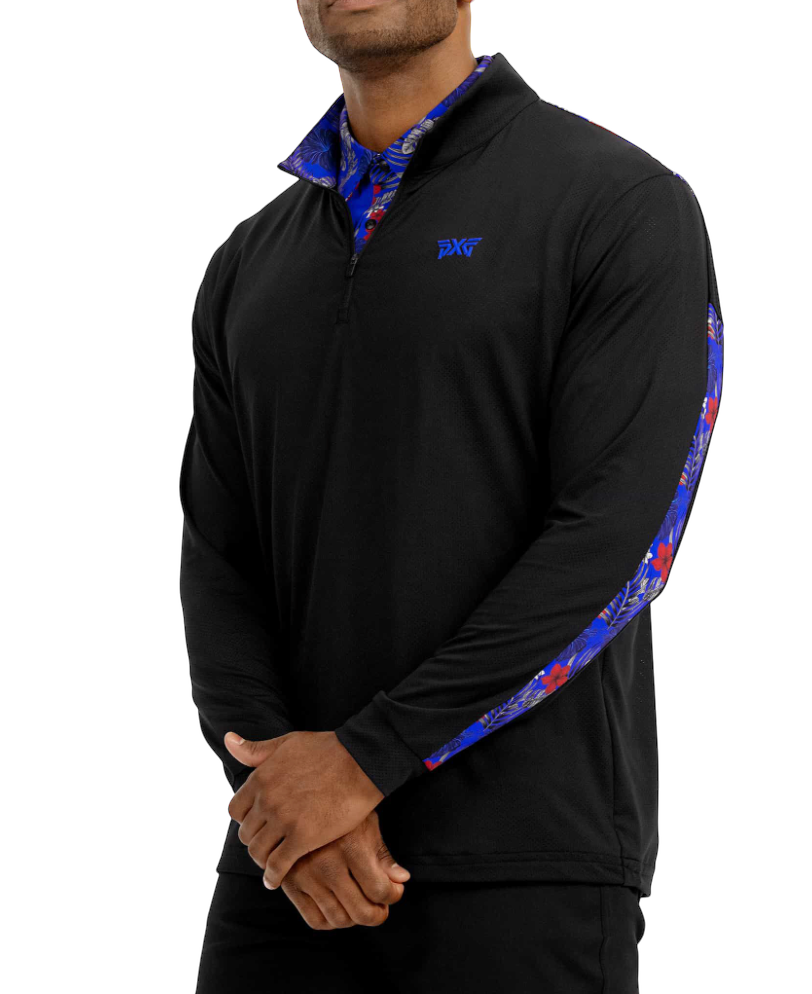 PXG Men's 1/4 Zip Aloha 24 Black Pullover