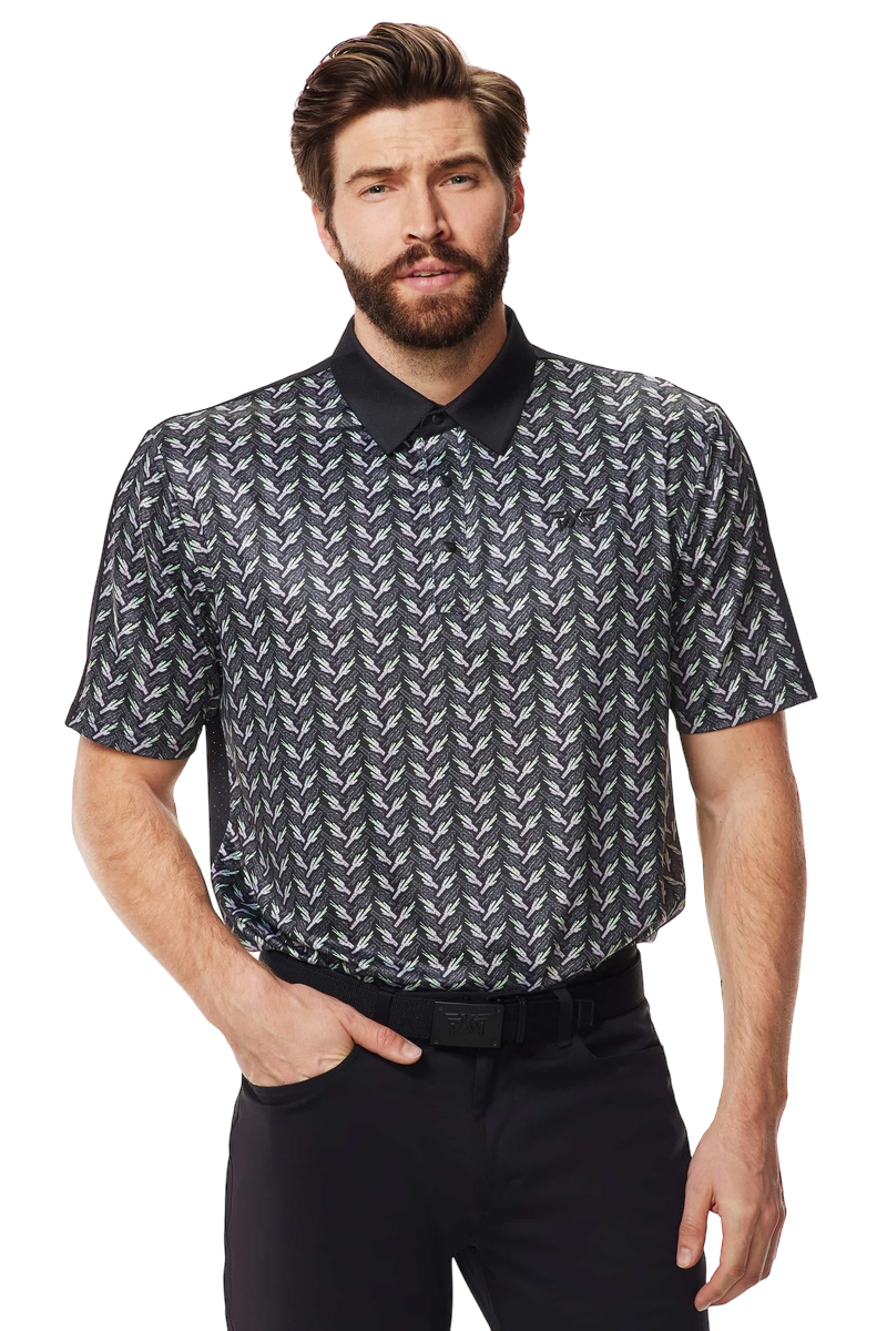 PXG Men's AF Saguaro Perforated Black Polo