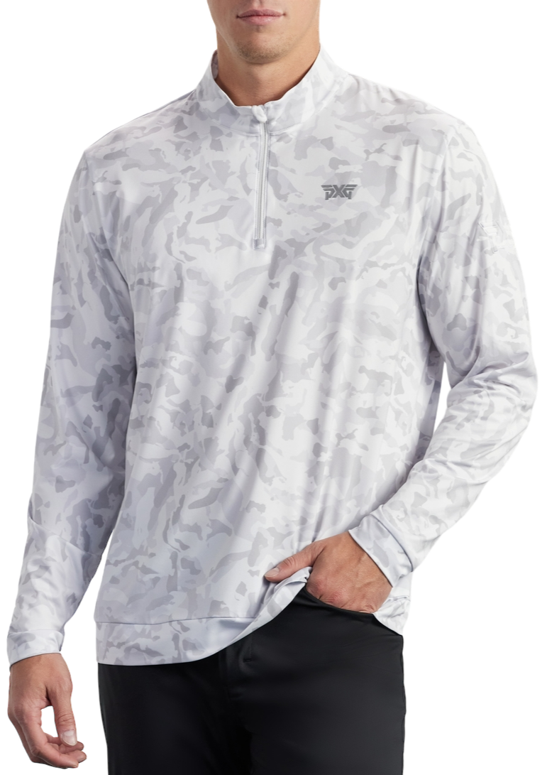 PXG Men's 1/4 Zip Essential FW Camo White Pullover