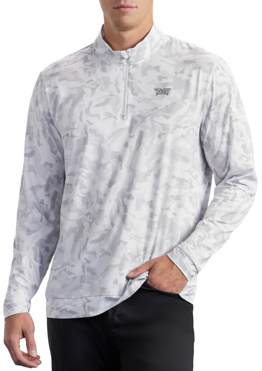 PXG Men's 1/4 Zip Essential FW Camo White Pullover