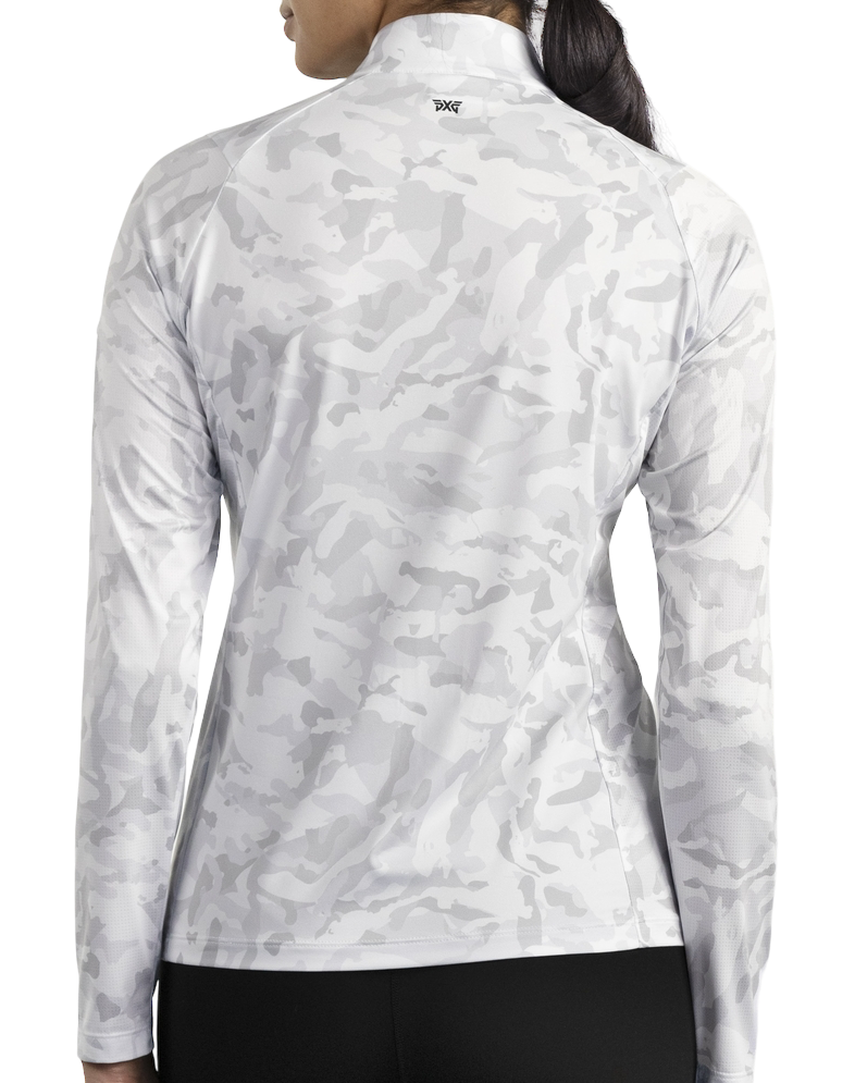 PXG Women's 1/4 Zip Essential FW Camo White Pullover