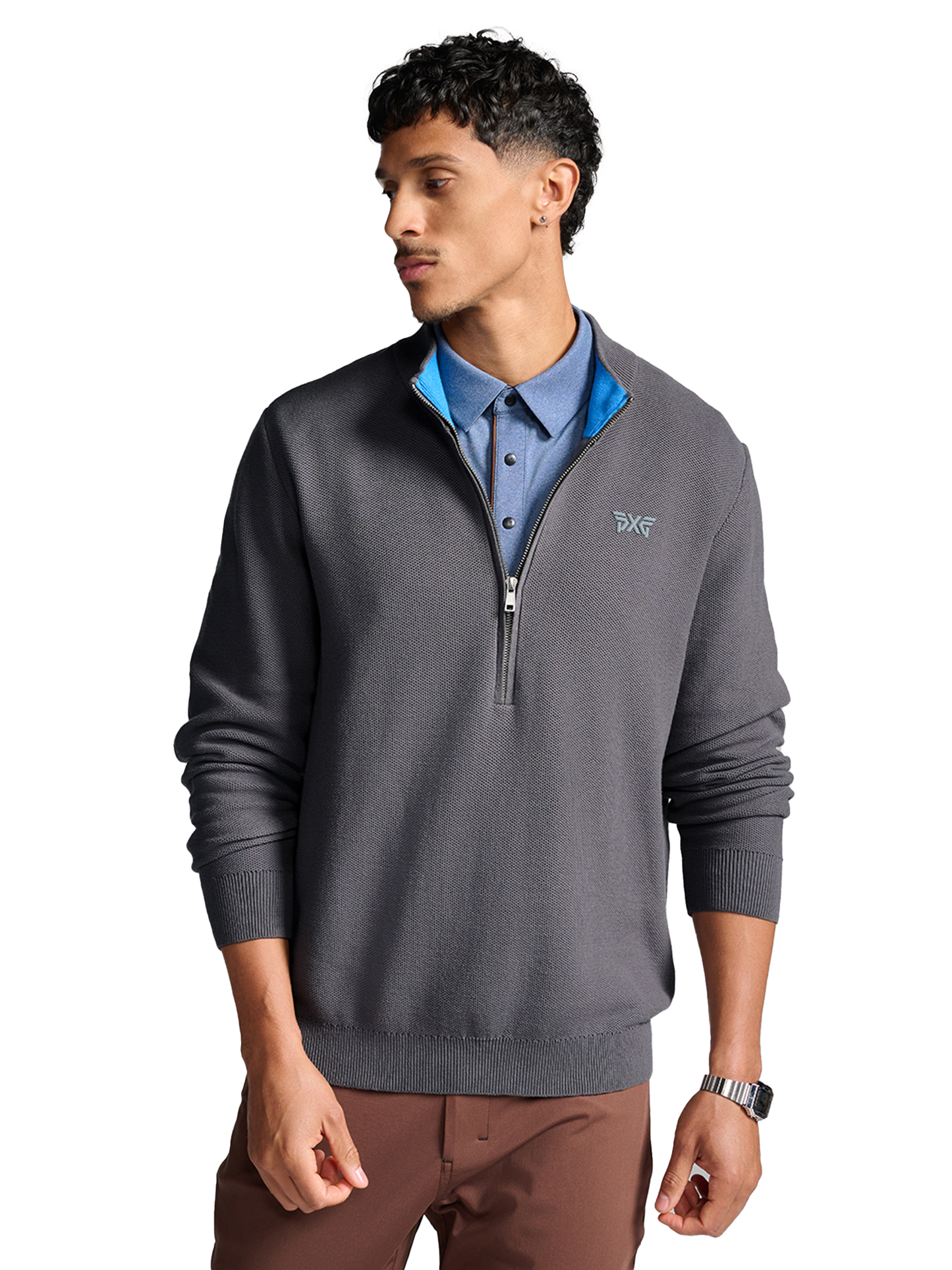 PXG Men's Classic 1/4 Zip Grey Sweater