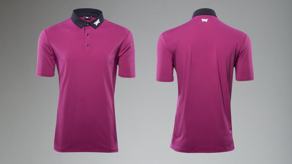 PXG Men's Black Collar Royal Plum Polo