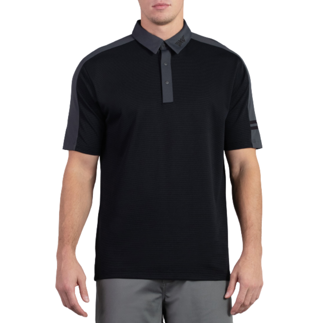 PXG Men's CF SS Shoulder Trim Black Polo