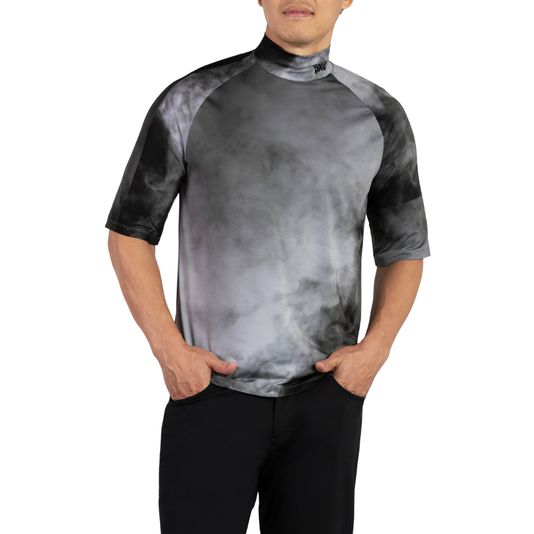 Men's Smoking Hot Print SS Mock Neck Gray - PXG MEXICO