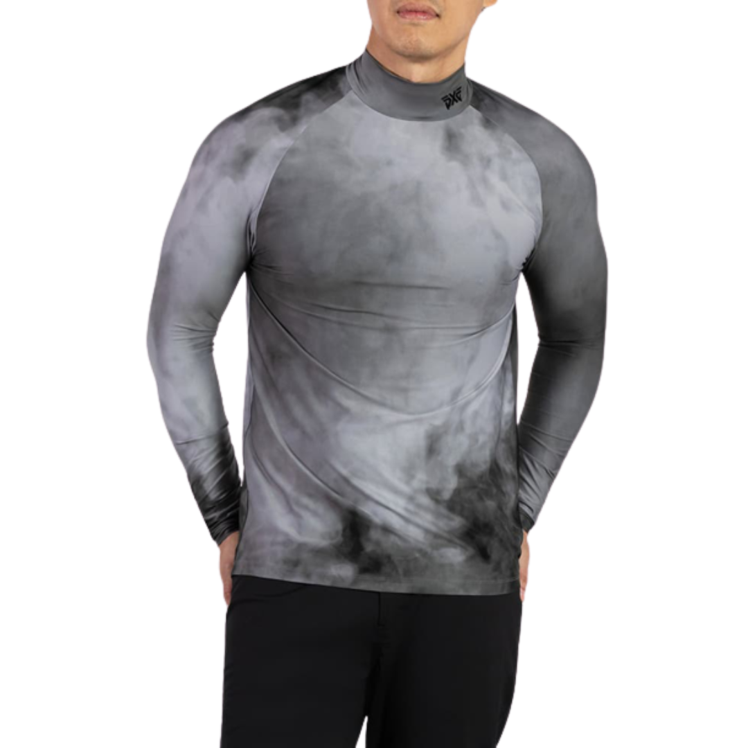 PXG Men's Smoking Print LS Gray Mock Neck