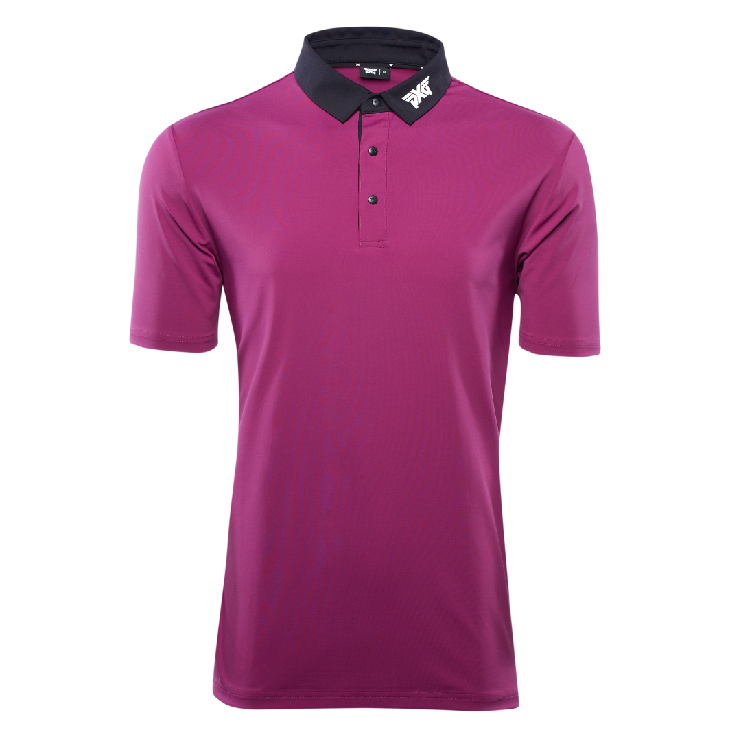 PXG Men's Black Collar Royal Plum Polo