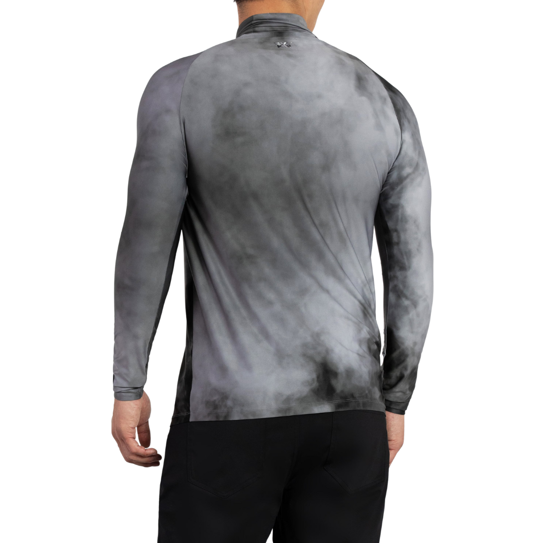PXG Men's Smoking Print LS Gray Mock Neck