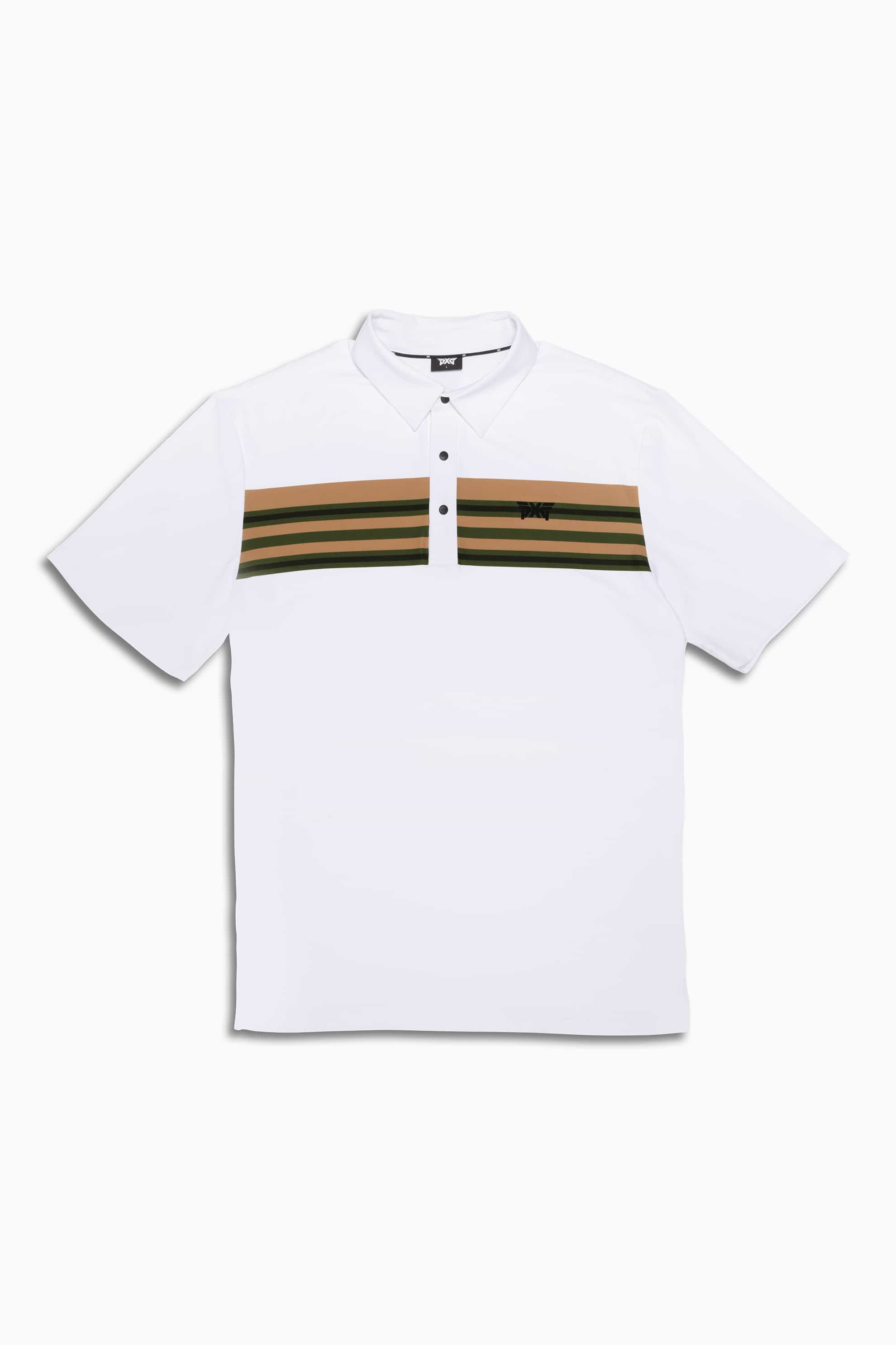 PXG Men's AF Retro Stripe Perforated White Polo