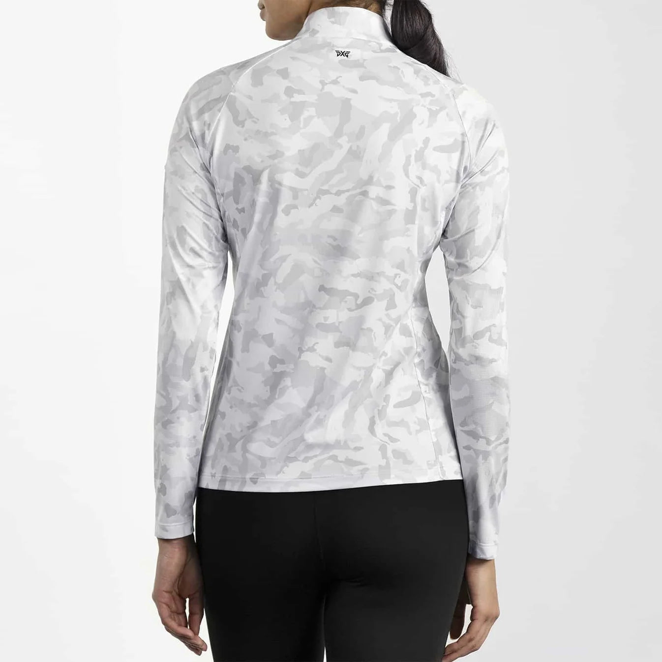 PXG Women's 1/4 Zip Essential FW Camo White Pullover