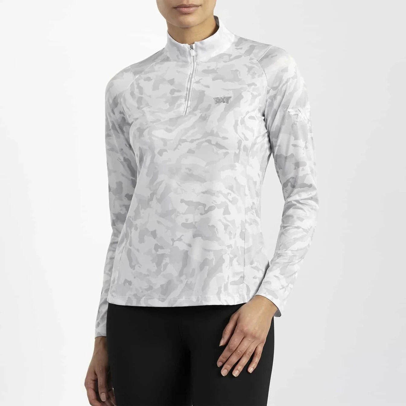 PXG Women's 1/4 Zip Essential FW Camo White Pullover