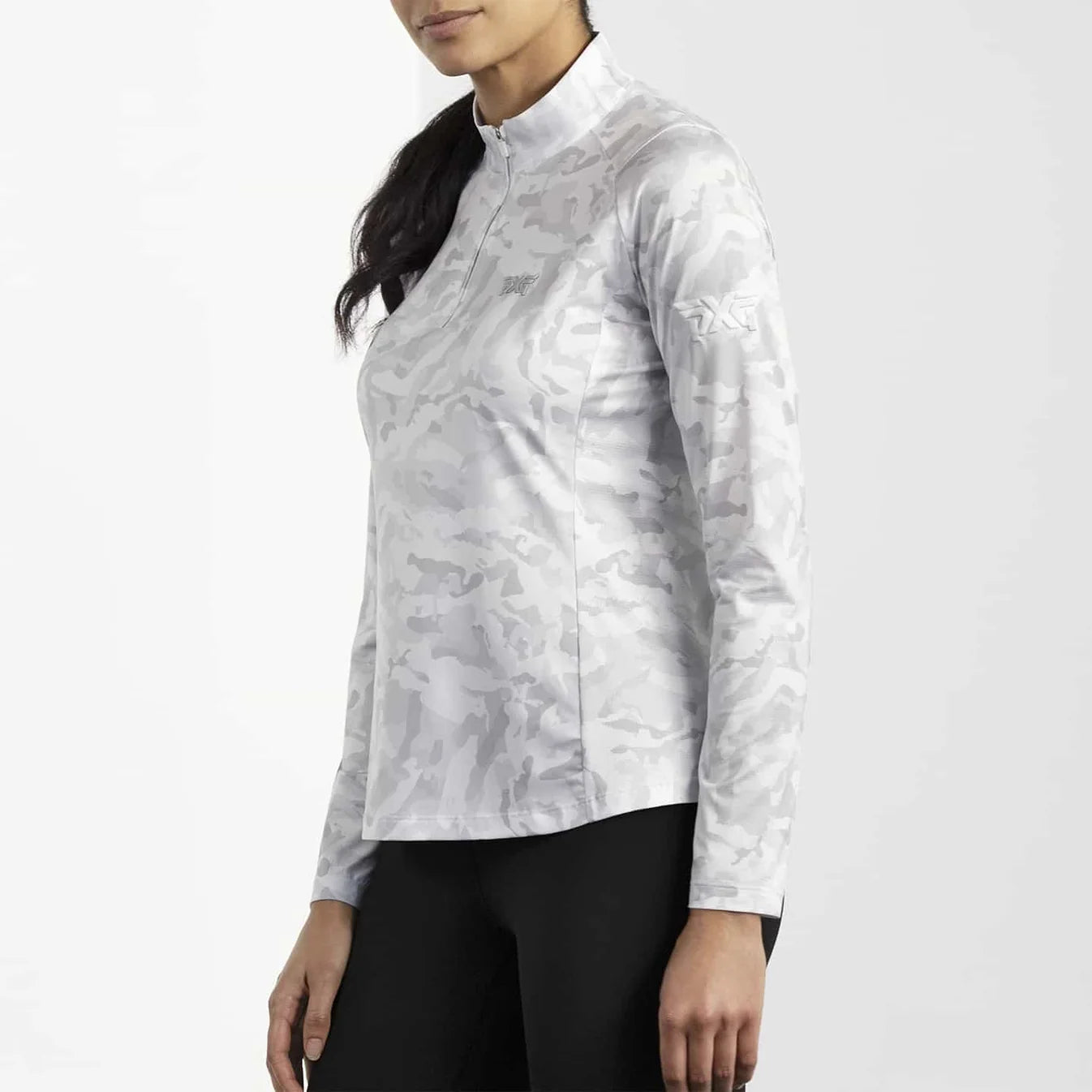 PXG Women's 1/4 Zip Essential FW Camo White Pullover