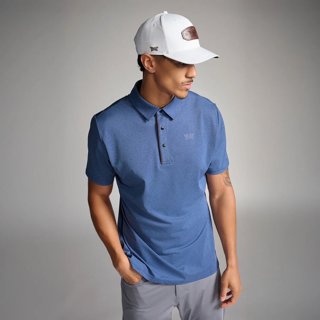 PXG Men's CF Denim Blue Polo