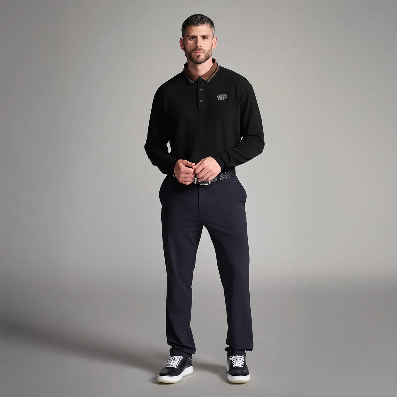 PXG Men's LS Plush Black Polo