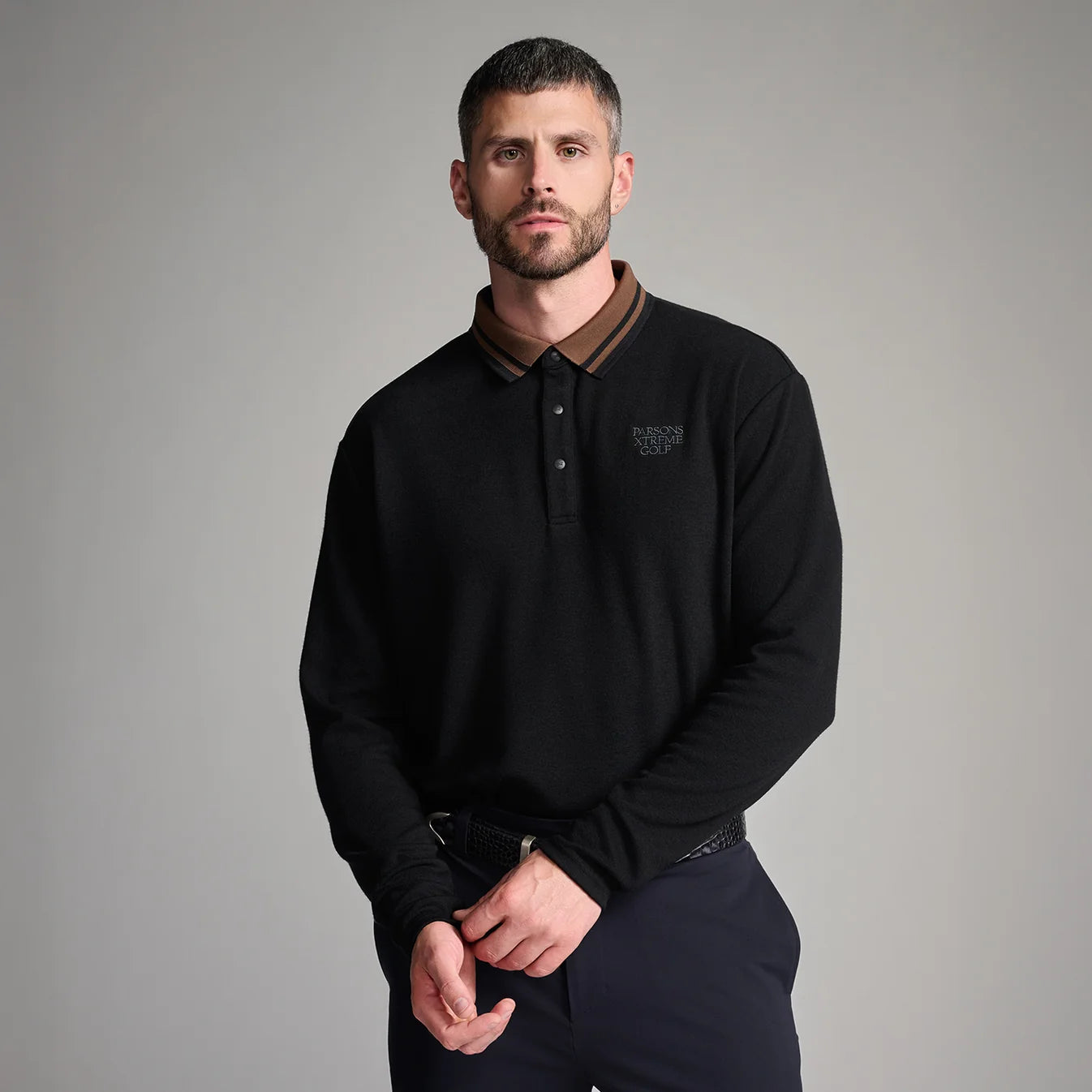 PXG Men's LS Plush Black Polo