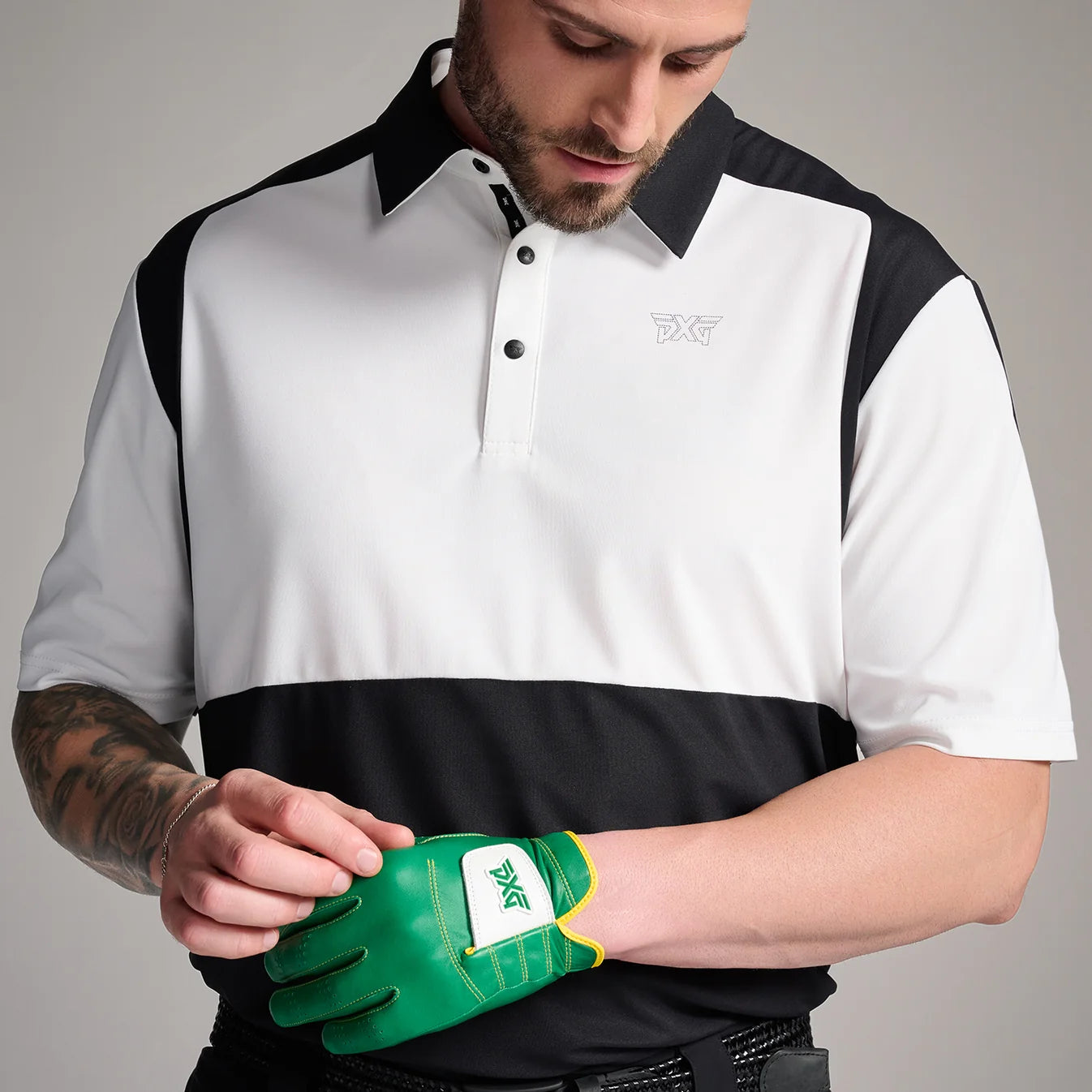 PXG Men's CF Precision Shoulder White/Black Polo