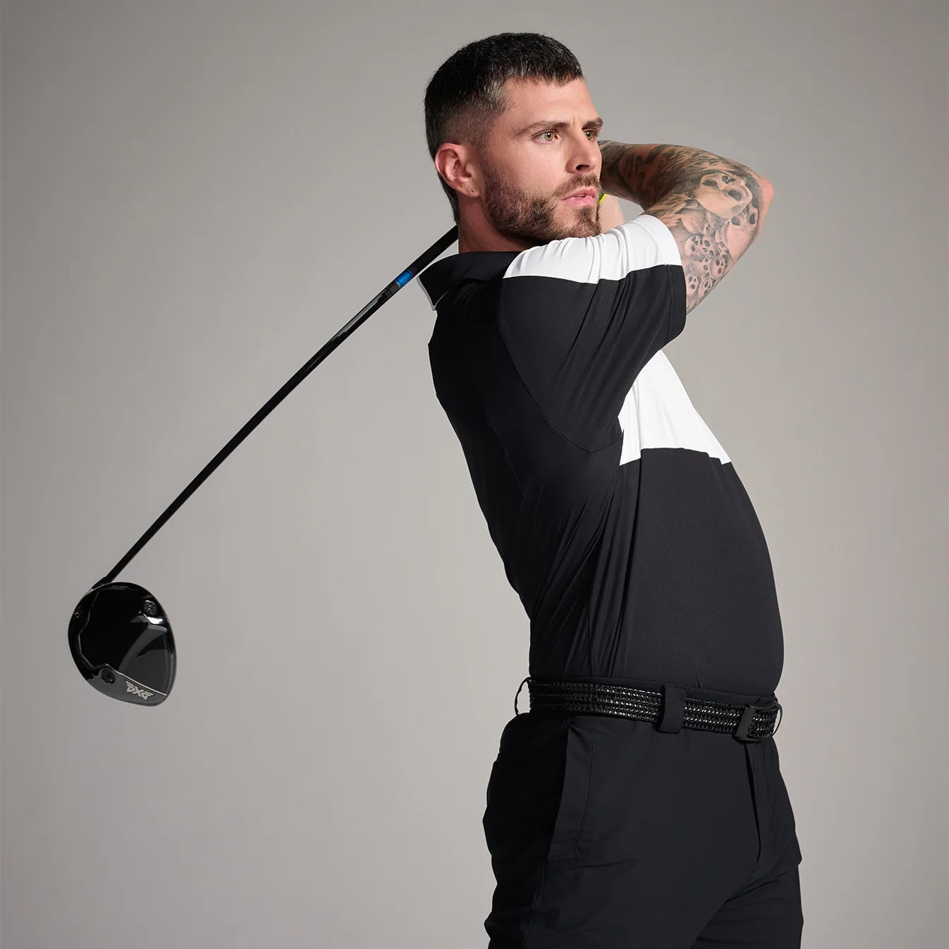 PXG Men's CF Precision Shoulder White/Black Polo