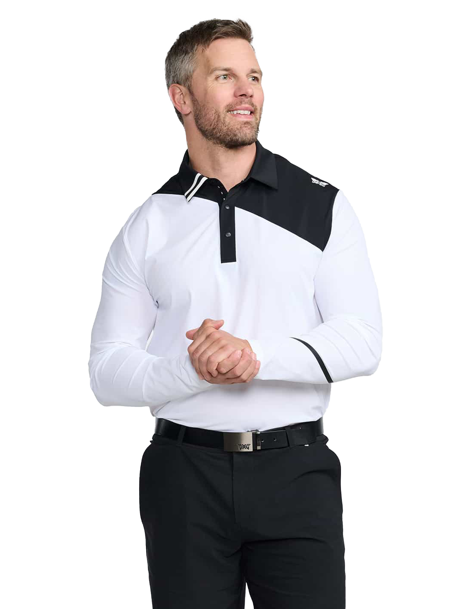 PXG Men's LS Evolution White Polo