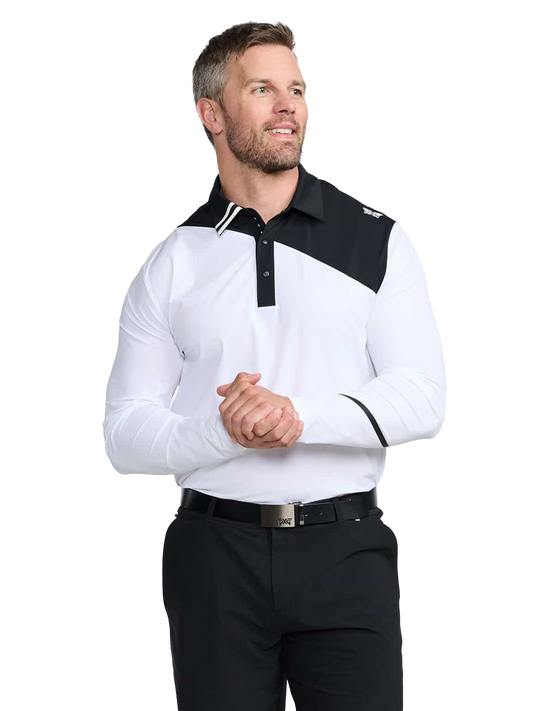 PXG Men's LS Evolution White Polo