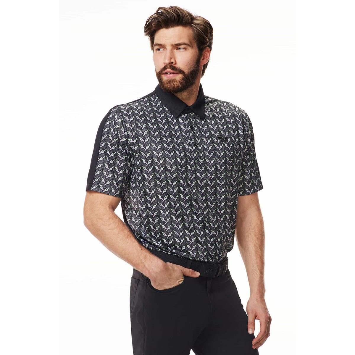 PXG Men's AF Saguaro Perforated Black Polo
