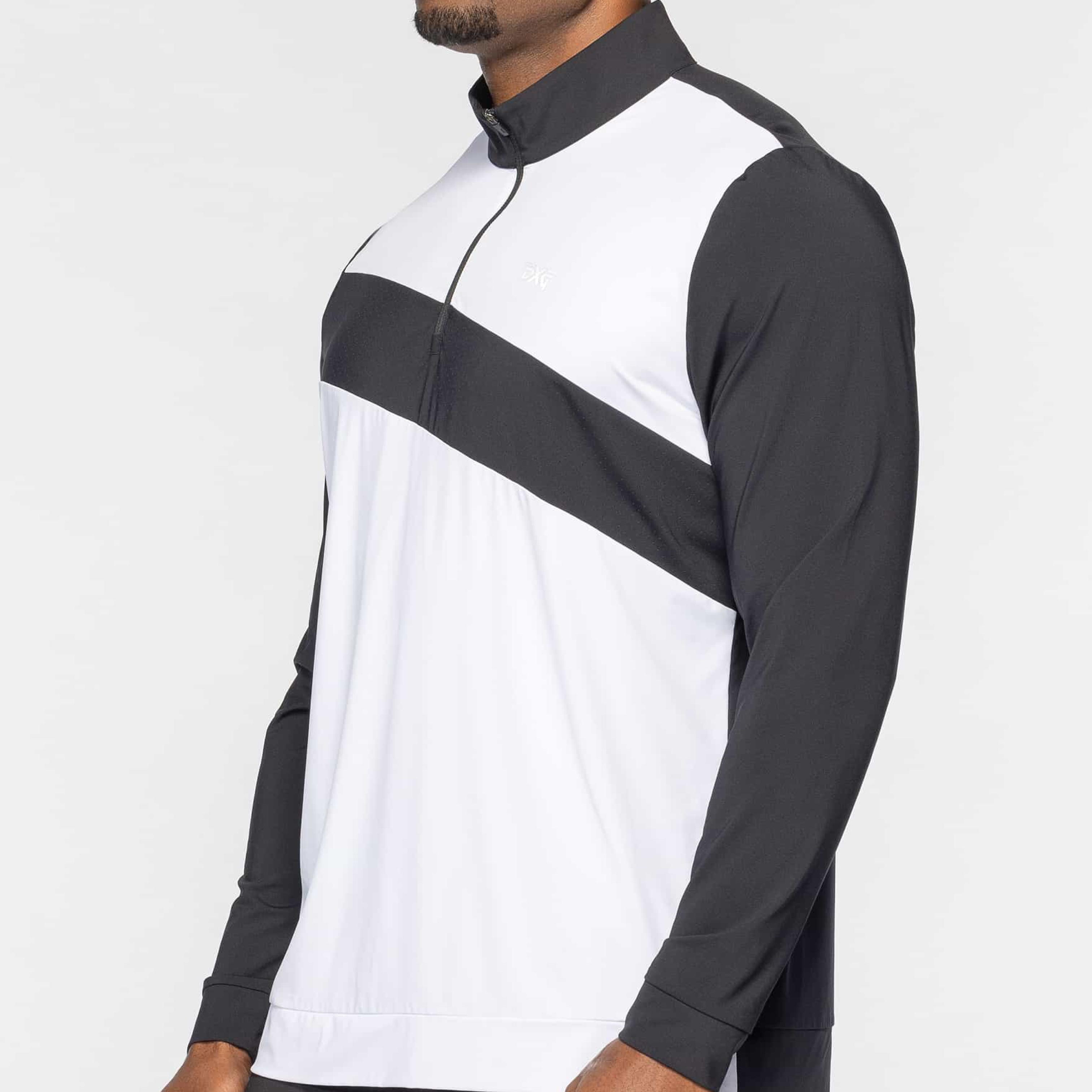 PXG Men's Cross Body Stripe 1/4 Zip White Pullover