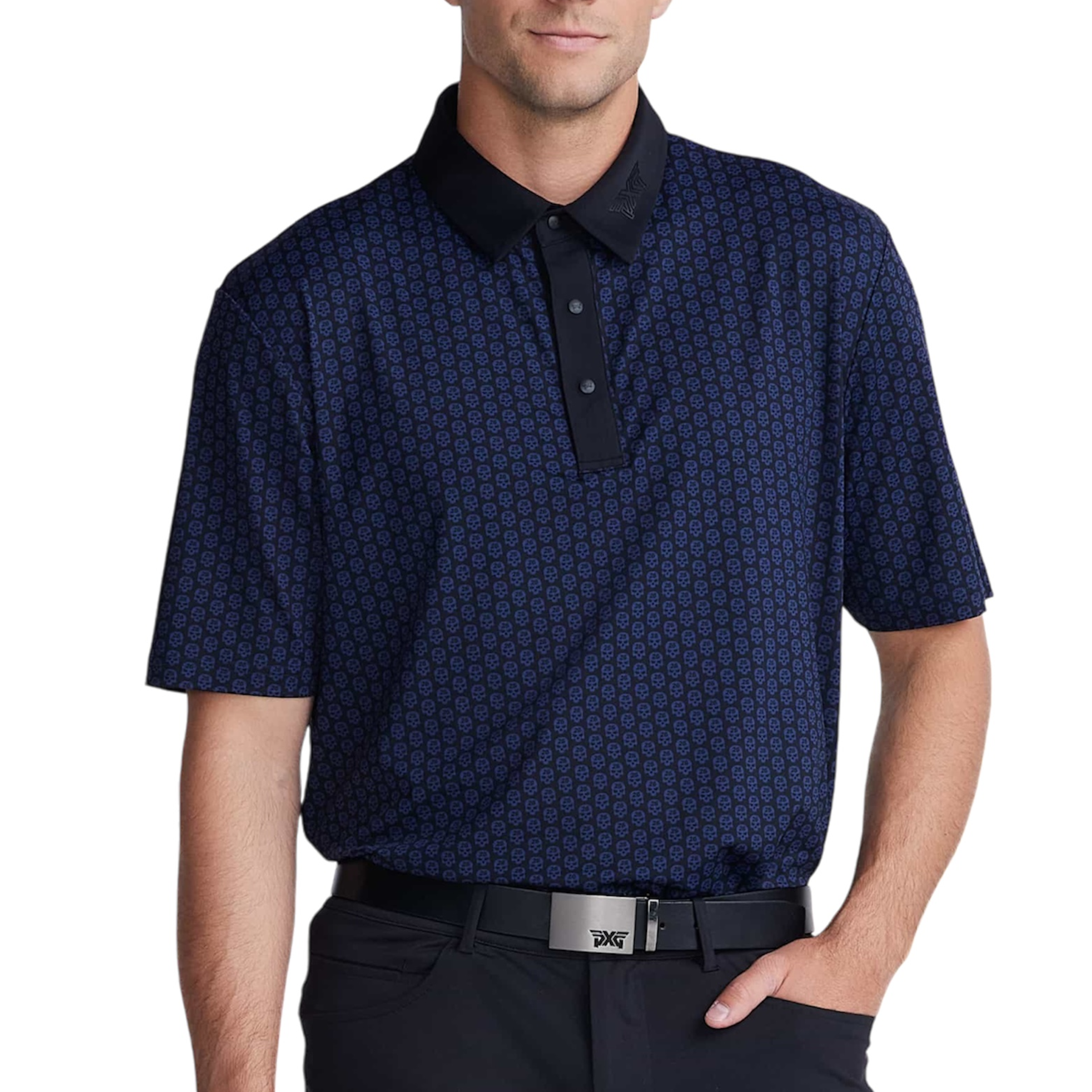 PXG Men's AF SS Skull Black Polo