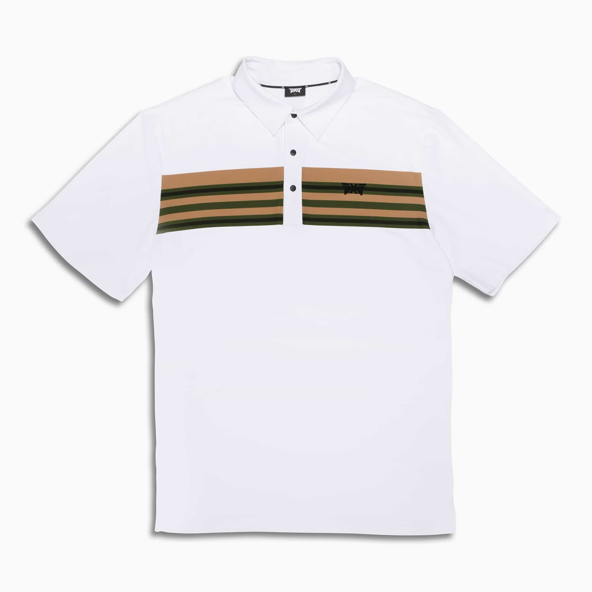 PXG Men's AF Retro Stripe Perforated White Polo
