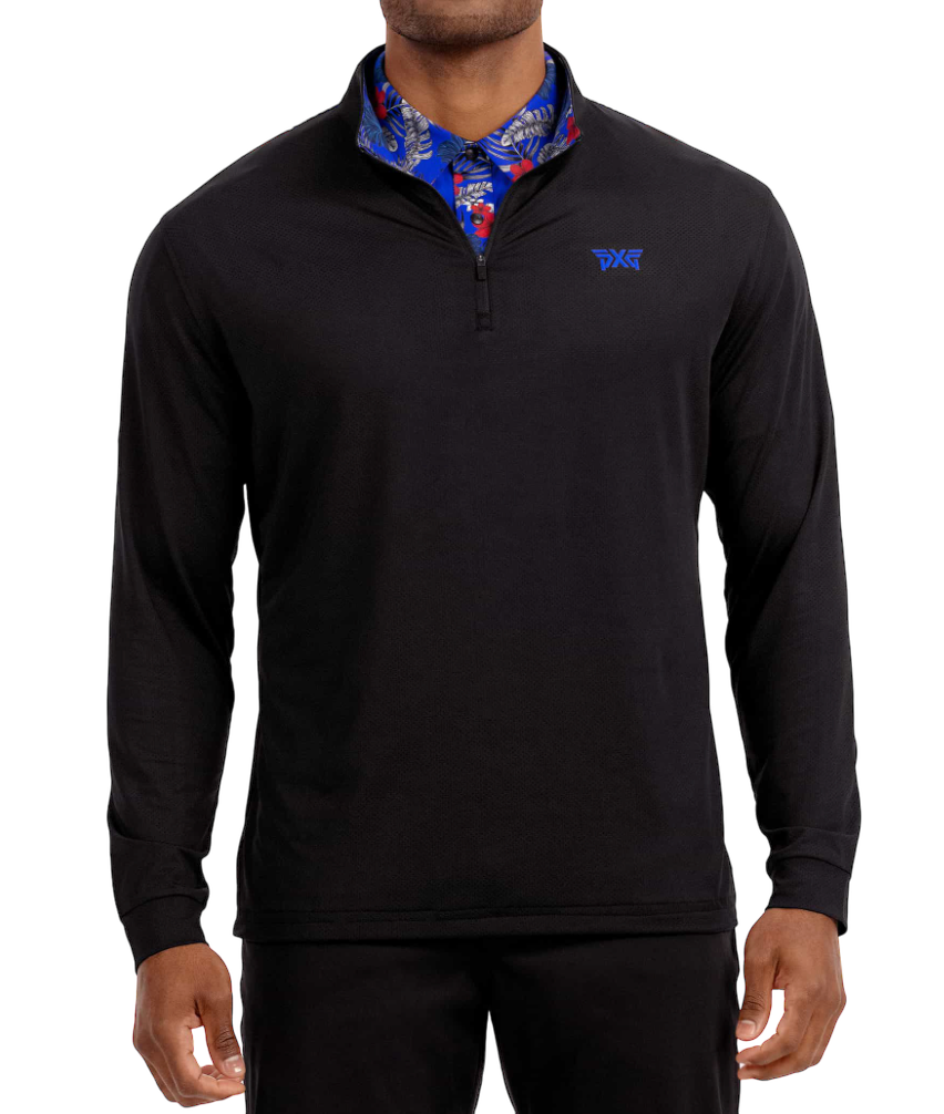 PXG Men's 1/4 Zip Aloha 24 Black Pullover