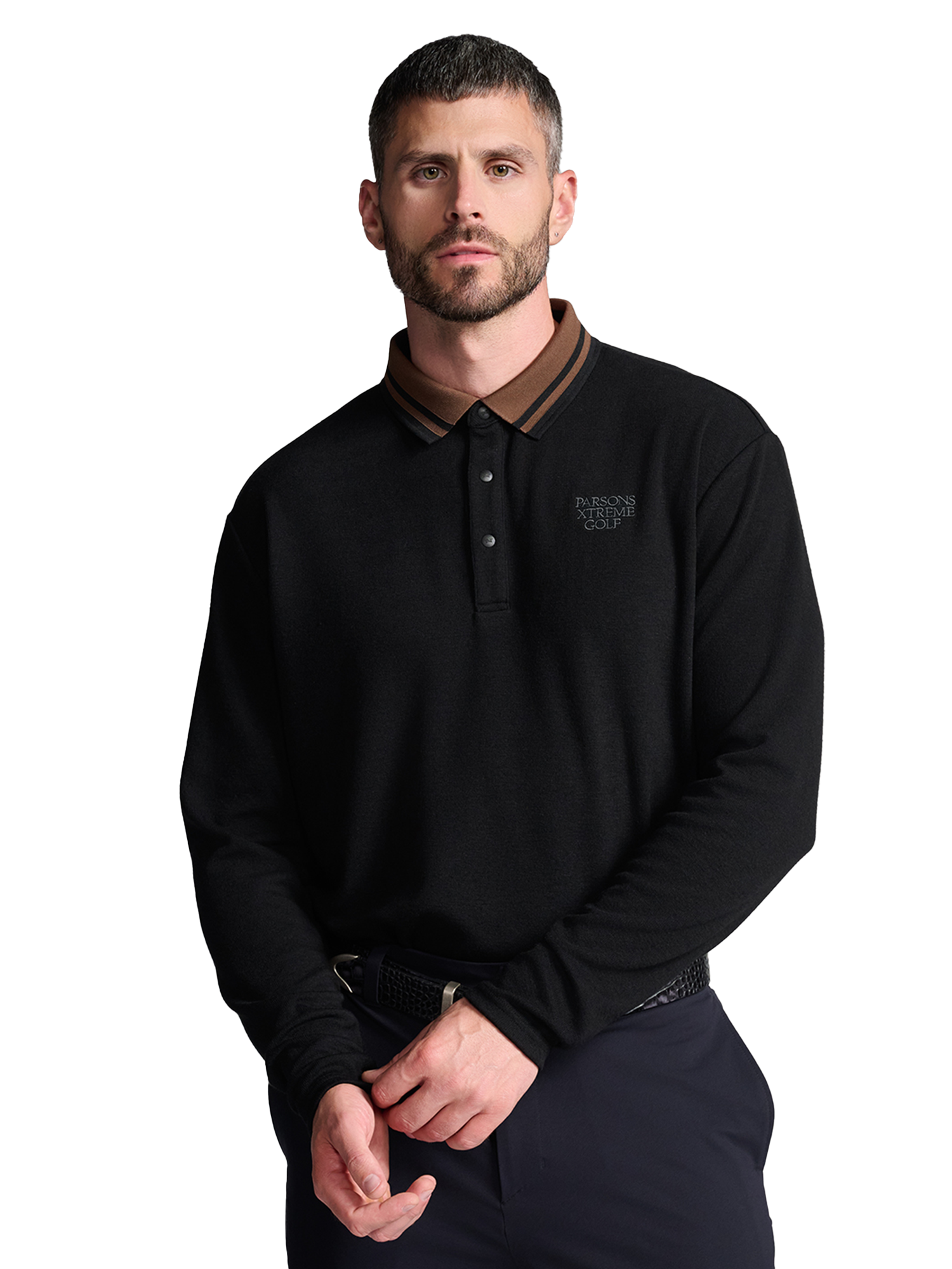 PXG Men's LS Plush Black Polo