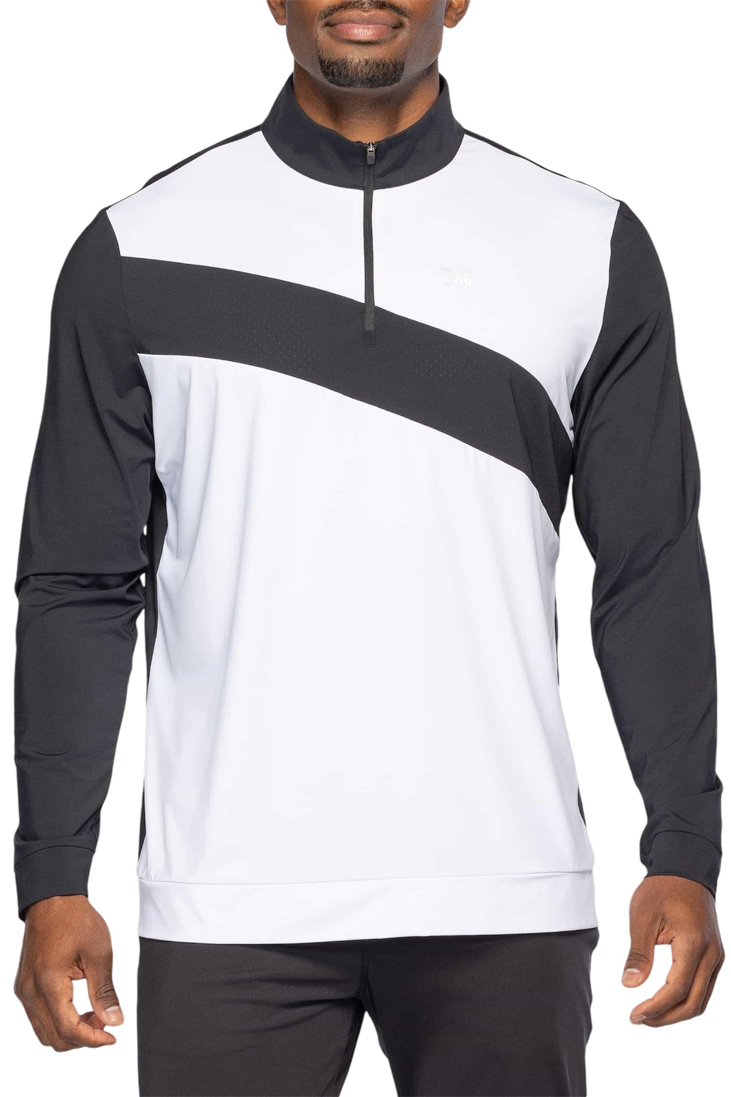 PXG Men's Cross Body Stripe 1/4 Zip White Pullover