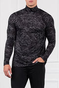 PXG Men's Outline Print LS Black Mock Neck