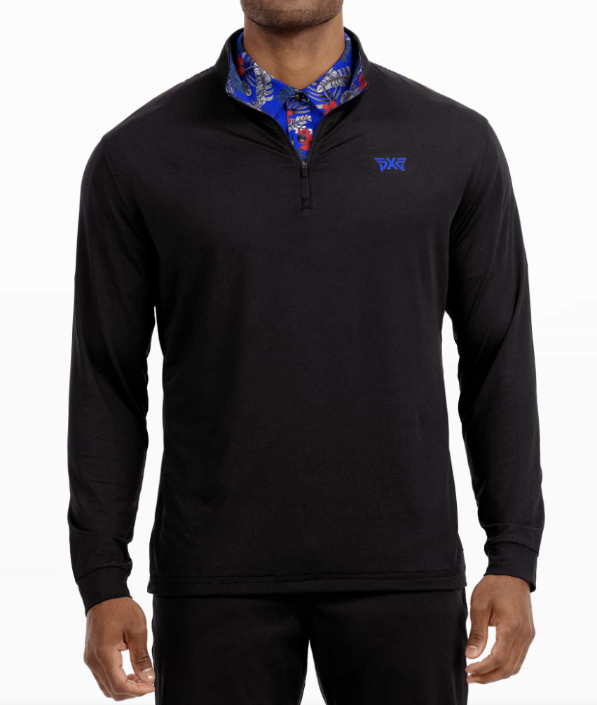 PXG Men's 1/4 Zip Aloha 24 Black Pullover
