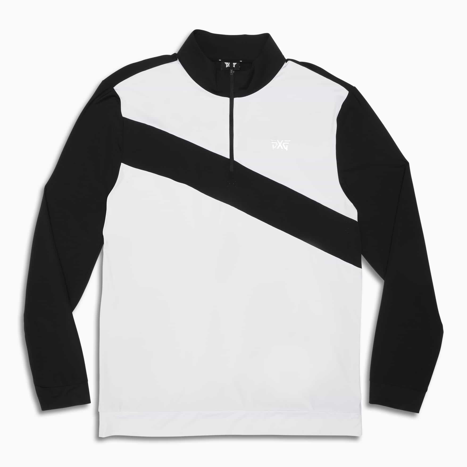 PXG Men's Cross Body Stripe 1/4 Zip White Pullover