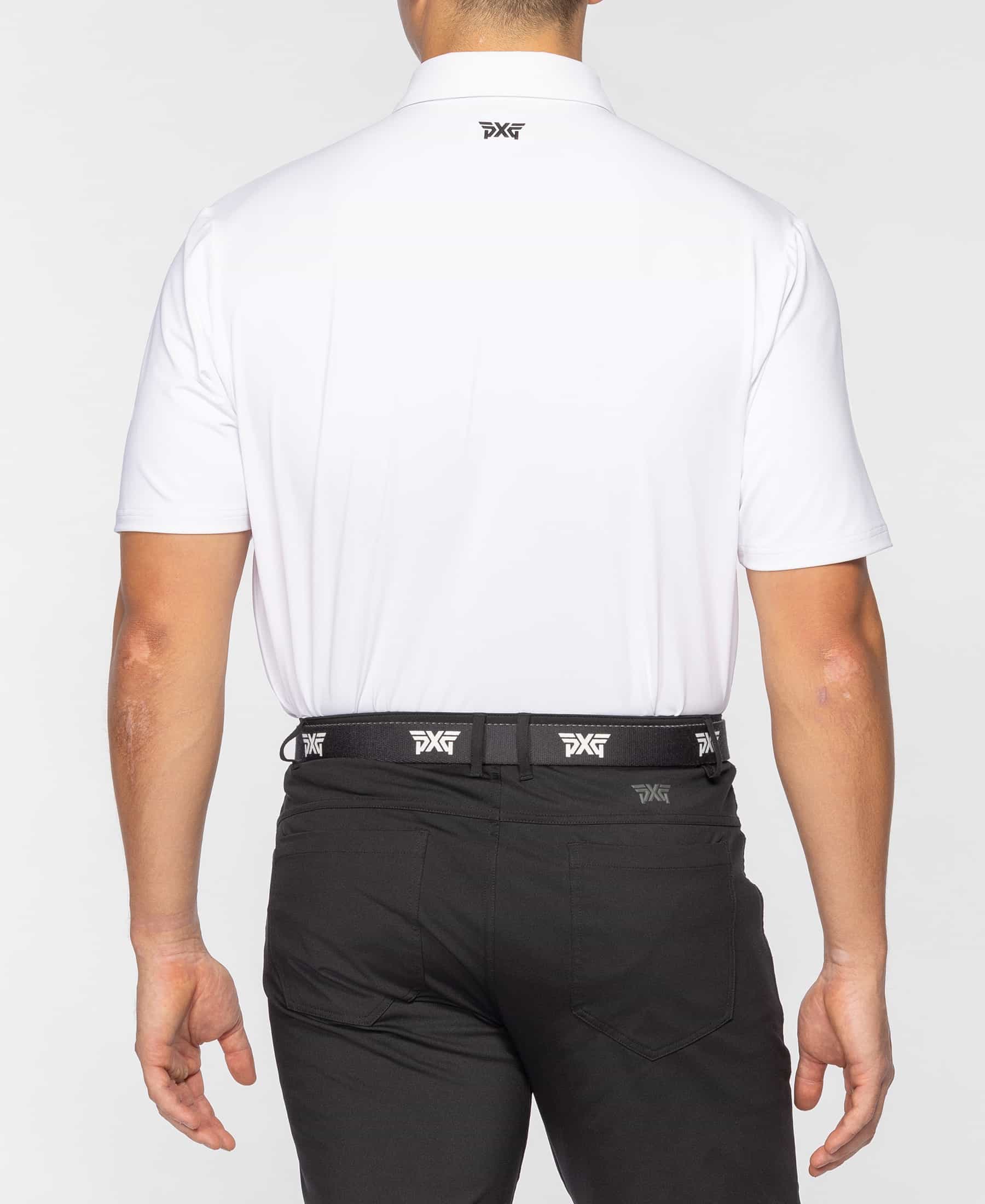 PXG Men's AF Retro Stripe Perforated White Polo